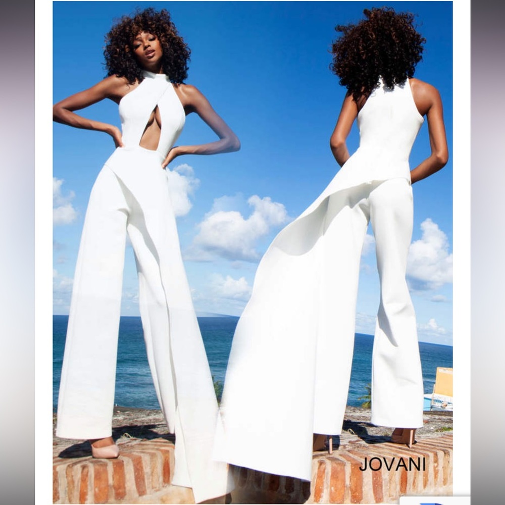 Jovani 02954 BLACK Straight Leg Contemporary Jumpsuit NEW